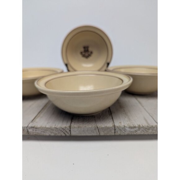 Set of 4 Pfaltzgraff Village Tan Dessert Bowl USA 5 1/4" Rimmed - Picture 4 of 12